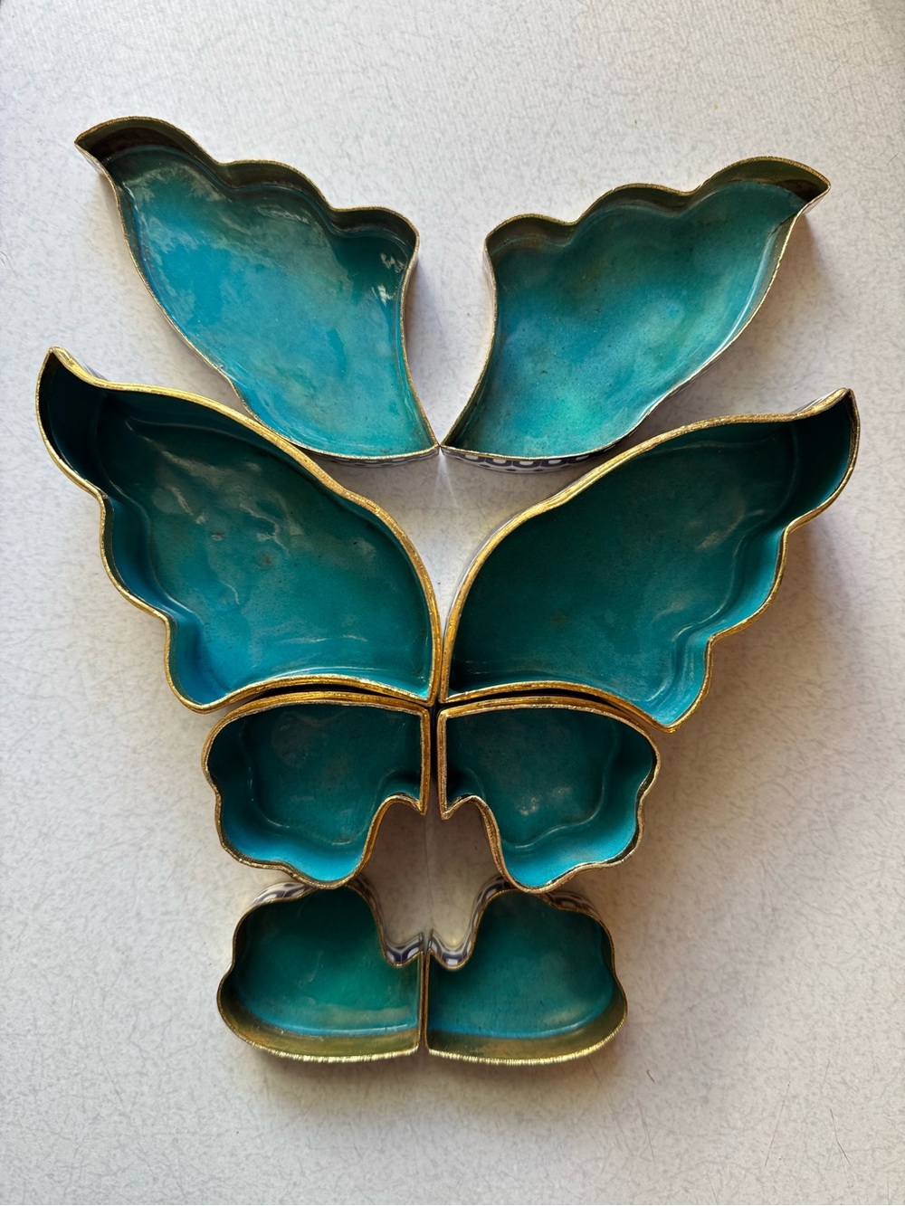 Vintage 4-piece Cloisonné Butterfly Trinket Boxes - Picture 4 of 7